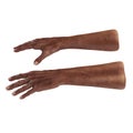 Wrinkled on old african man hand on white. 3D illustration