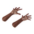 Wrinkled on old african man hand on white. 3D illustration