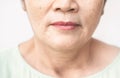 Wrinkled of old asian woman skin Royalty Free Stock Photo