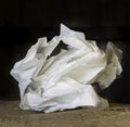 White crumpled paper forming a ball. Royalty Free Stock Photo