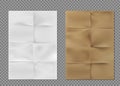 Wrinkled paper texture white brown kraft sheets Royalty Free Stock Photo