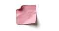 Wrinkled pink notepaper with delicate shadows on an isolated white surface studio shot Royalty Free Stock Photo