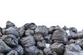 Wrinkled plastic bags texture pattern. Plenty of biodegradable bags piled up against on white isolated background