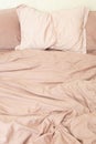 Wrinkled sheet pillows blanket bed home textile