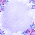 Wrinkled wall-paper, with flower corners, lilac Royalty Free Stock Photo