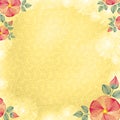 Wrinkled wall-paper, with flower corners, yellow Royalty Free Stock Photo