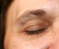 Wrinkles around the eye. Wrinkles on woman face skin. Royalty Free Stock Photo