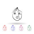 Wrinkles on face multi color icon. Simple outline, thin line of antiaging icons for ui and ux, website or mobile