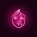 wrinkles on face neon icon. Elements of antiaging set. Simple icon for websites, web design, mobile app, info graphics