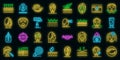 Wrinkles icons set vector neon