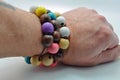 Wrist with 3 beaded bracelets jewellery