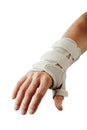 Wrist and hand orthotics support for carpal tunnel syndrome healing, isolated on white Royalty Free Stock Photo