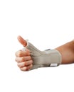 Wrist and hand orthotics support for carpal tunnel syndrome healing, isolated on white Royalty Free Stock Photo