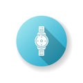 Wrist watch blue flat design long shadow glyph icon Royalty Free Stock Photo