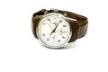 Wrist watch with a brown leather strap on a white background Royalty Free Stock Photo