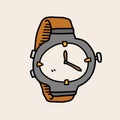 Wrist watch doodle, a hand drawn vector doodle of a wrist watch, isolated on a white background. Royalty Free Stock Photo
