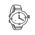 Wrist watch doodle, a hand drawn vector doodle of a wrist watch, isolated on a white background. Royalty Free Stock Photo