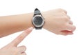 Wrist watch and the hand as a pointer