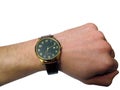 Wrist watch on hand isolated