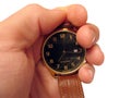 Wrist watch on hand isolated Royalty Free Stock Photo