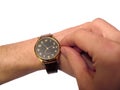 Wrist watch on hand isolated Royalty Free Stock Photo