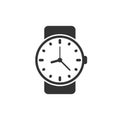 Wrist watch icon in flat style. Hand clock vector illustration on white isolated background. Time bracelet business concept Royalty Free Stock Photo