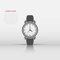 Wrist watch icon in flat style. Hand clock vector illustration on white isolated background. Time bracelet business concept Royalty Free Stock Photo