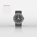 Wrist watch icon in flat style. Hand clock vector illustration on white isolated background. Time bracelet business concept Royalty Free Stock Photo