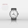 Wrist watch icon in flat style. Hand clock vector illustration on white isolated background. Time bracelet business concept Royalty Free Stock Photo