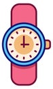 Wrist watch icon. Hand clock color line sign