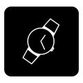 Wrist watch icon. Vector wristwatch white illustration on black background