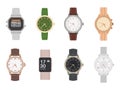 Wrist watch. Mens and womens mechanical, digital and smart watches with different bracelets and straps classy design