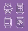 Wrist Watch Phone, flat white line drawn icon Royalty Free Stock Photo