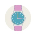 Wrist watch with pink strap and arrows. Royalty Free Stock Photo