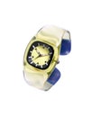 Wrist watch retro vintage style plexiglas yellow isolated on white