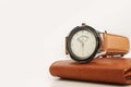 Wrist watch and wallet for men Royalty Free Stock Photo