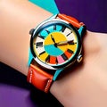 Wrist watch wristwatch popart color roman numeral clock face