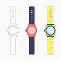 Wrist watches icon collection vector set. Bracelet watches design template. Royalty Free Stock Photo