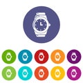 Wristwatch icons set vector color