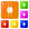 Wristwatch icons set vector color