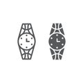 Wristwatch line and glyph icon, clock and accessory, watch sign, vector graphics, a linear pattern on a white background Royalty Free Stock Photo
