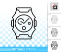 Wristwatch simple black line vector icon