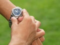 Wristwatch on wrist Royalty Free Stock Photo