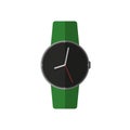 Wristwatches with green strap in flat style