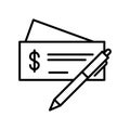 Write cheque icon for payment Royalty Free Stock Photo