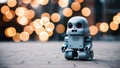 Write a conversation between a cynical robot and an optimistic ghost