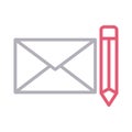 Write email thin color line vector icon