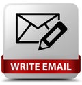 Write email white square button red ribbon in middle Royalty Free Stock Photo