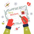 Write hand chritmas greeting card postcard letter