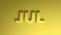 JUL for JULLY yellow write passing over yellow background - 3D rendering video clip animation